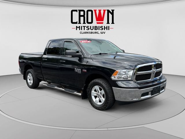 2019 RAM 1500 Classic SLT in Brilliant Black Crystal Pearlcoat — front three-quarter view